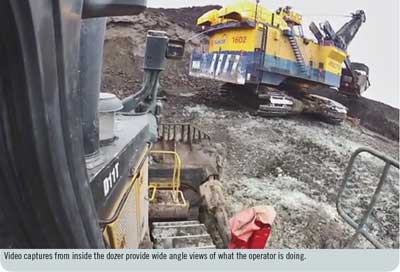 Video captures from inside the dozer provide wide angle views of what the operator is doing.